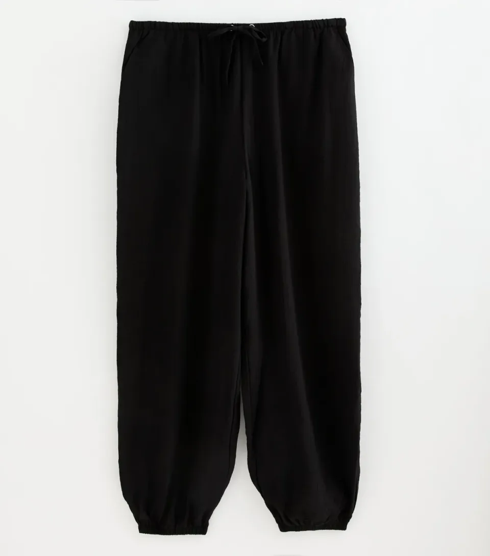 Women's Maternity Black Drawstring Cuffed Trousers