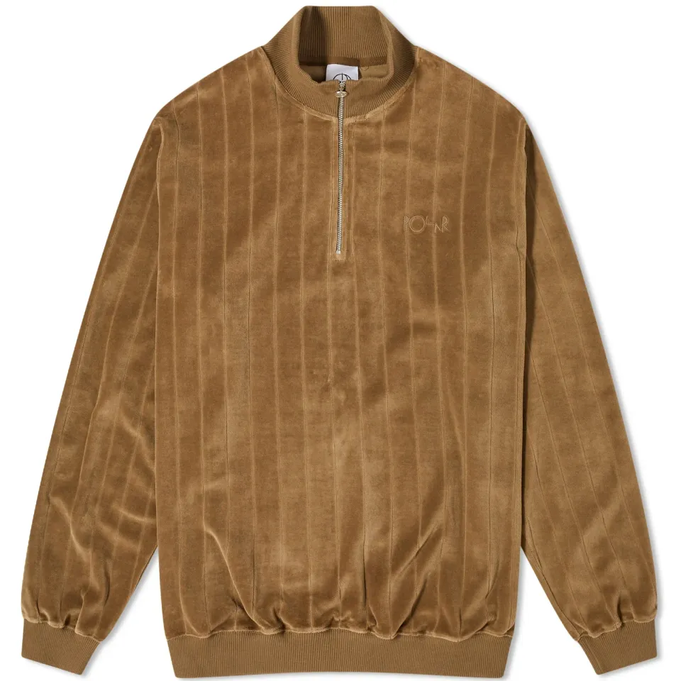 Polar Skate Co. Stripe Velour Zip Neck Sweat