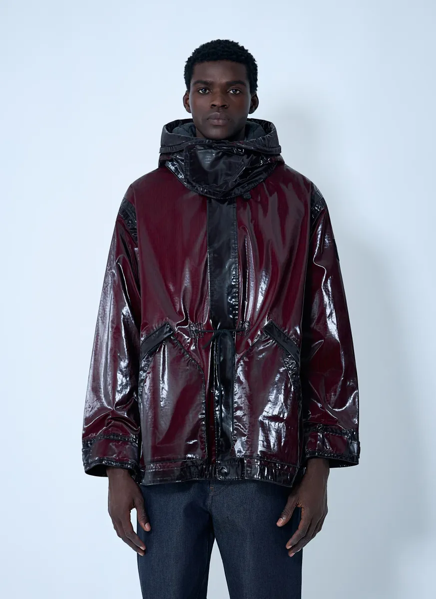 Hooded Uneven Ripstop Prismatic Parka Jacket