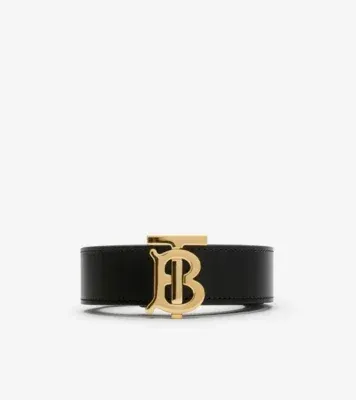 Reversible Leather TB Belt in Black/tan brown/gold