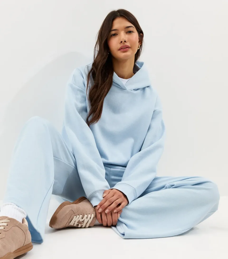 Women's Light Blue Jersey Pullover Hoodie