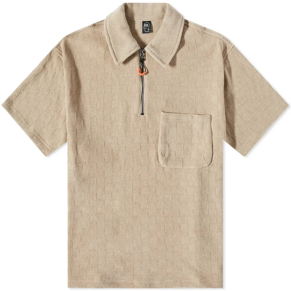 Chenille Check Half Zip Polo