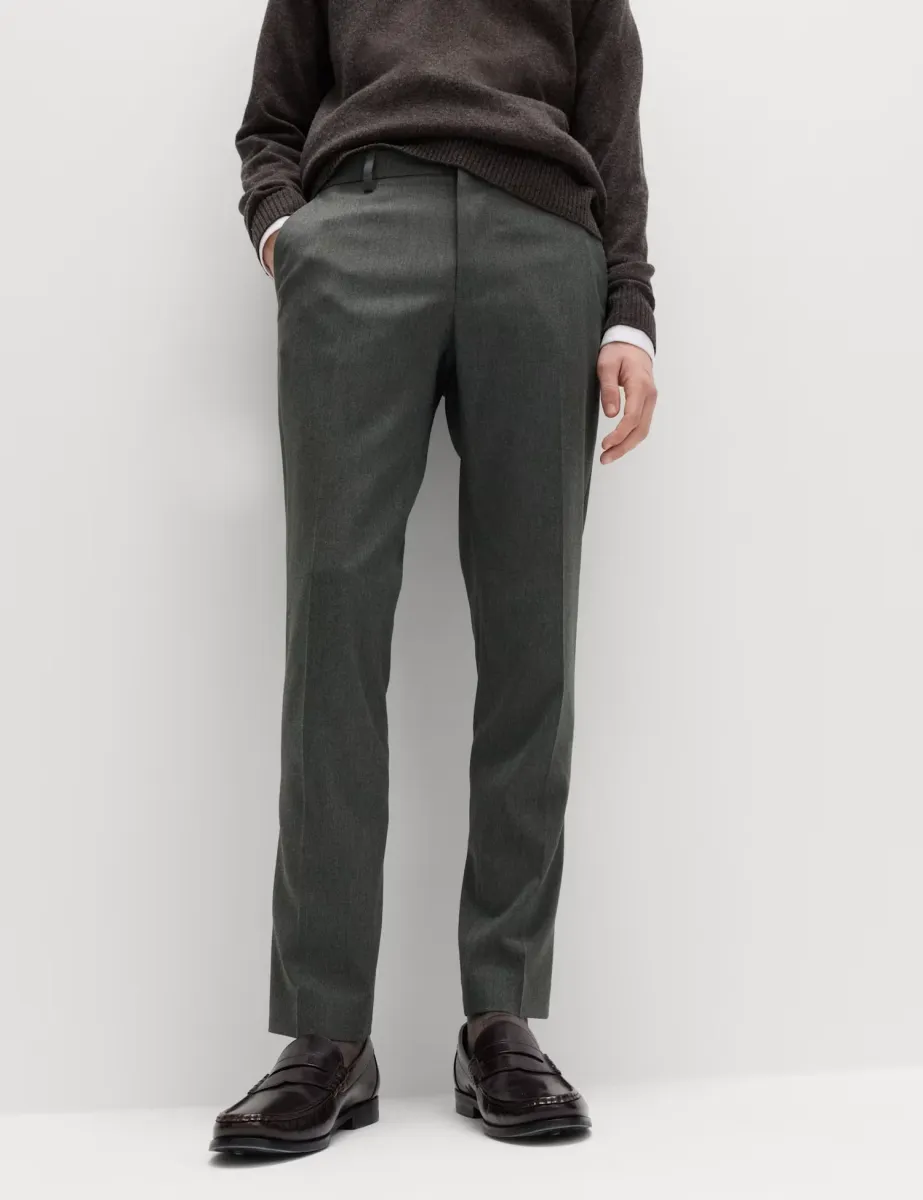 2 Pack Slim Fit Stretch Smart Trousers Charcoal