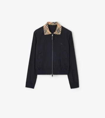 Gabardine Glenfields Harrington Jacket in Navy - Men, Cotton