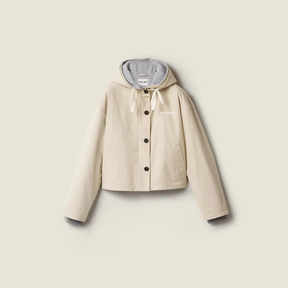 Panama cotton and fleece blouson jacket