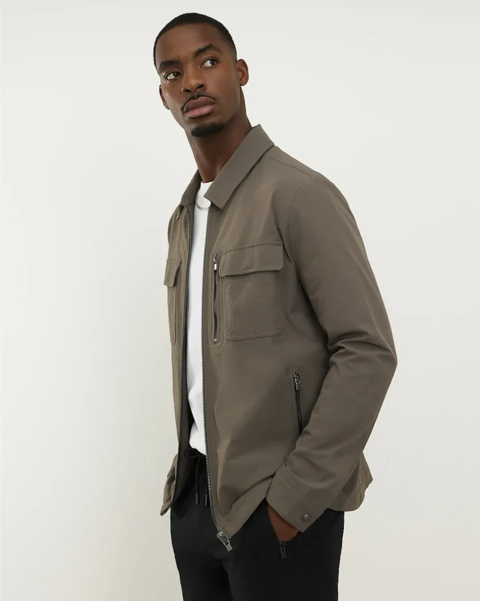 Ripstop Texture Muscle Fit Shacket