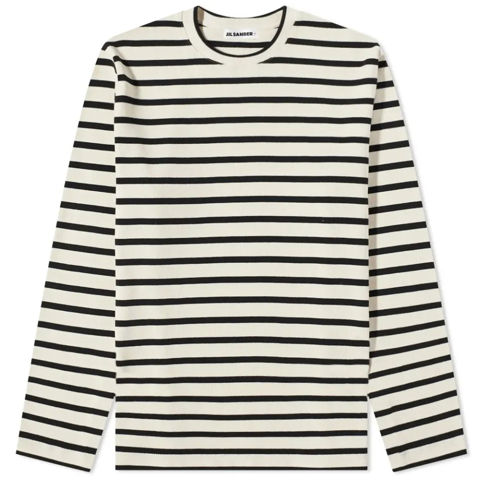 Long Sleeve Plus Back Patch Striped T-Shirt