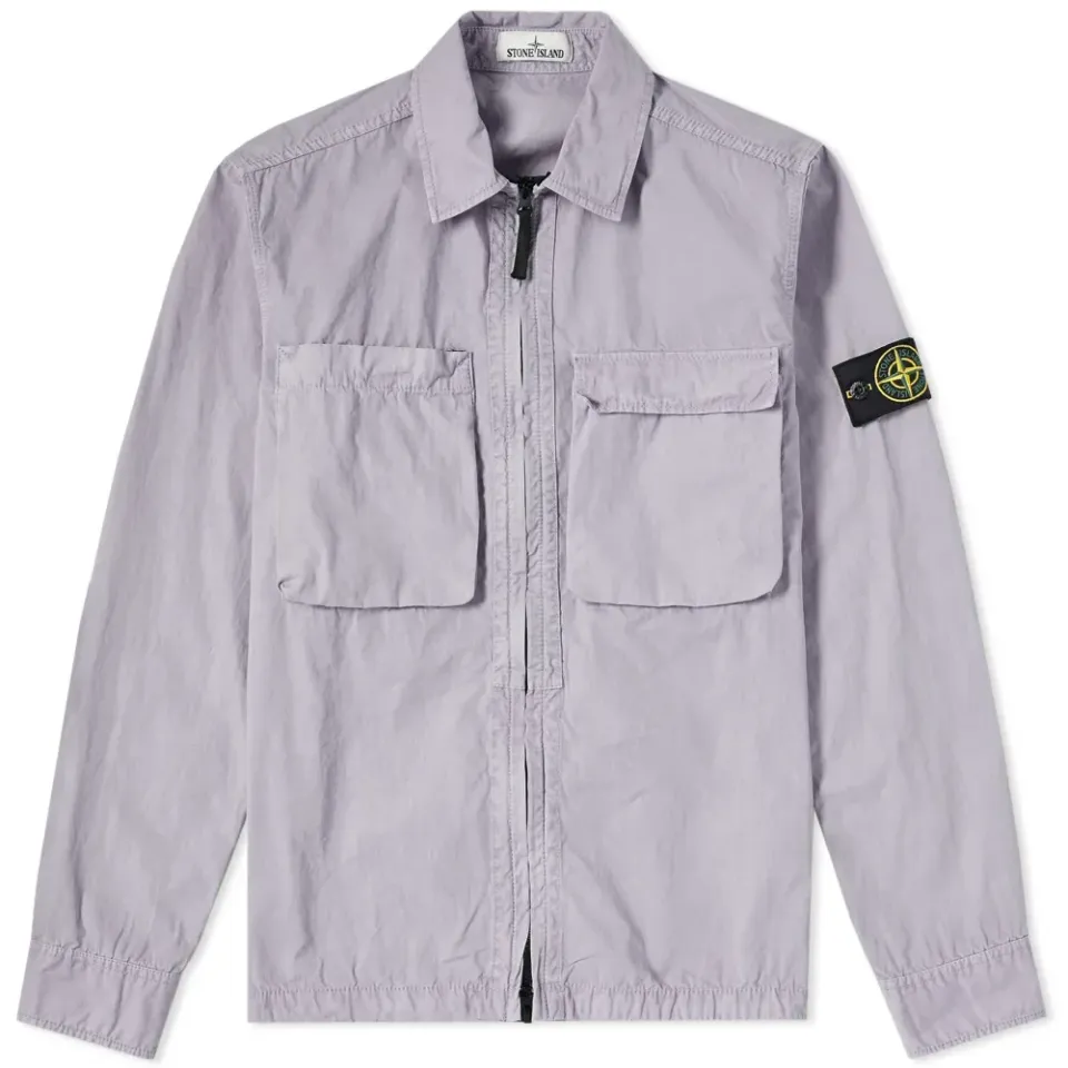 Tela Smerigliata Garment Dyed Zip Overshirt
