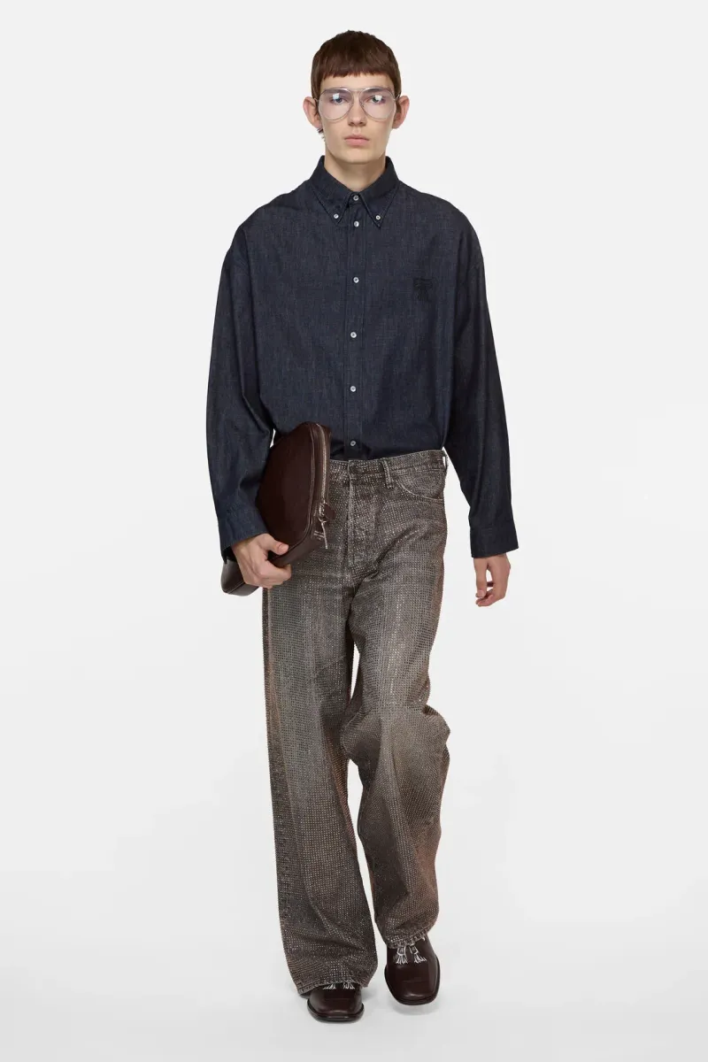 Denim button-up shirt