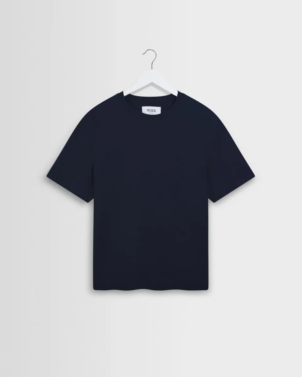 Dean - Navy Textured Organic Cotton t-Shirt