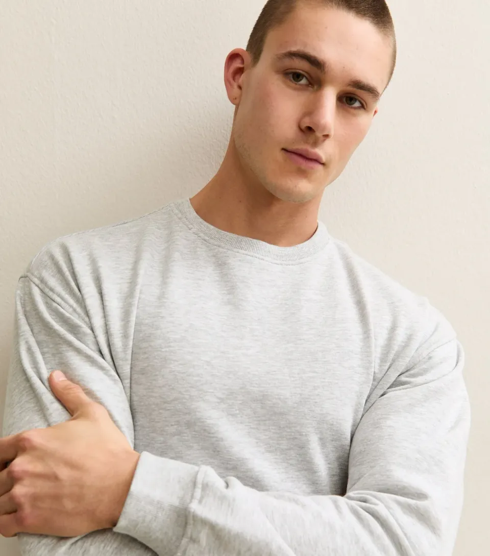 Men's Grey Oversized Crew Neck Sweatshirt
