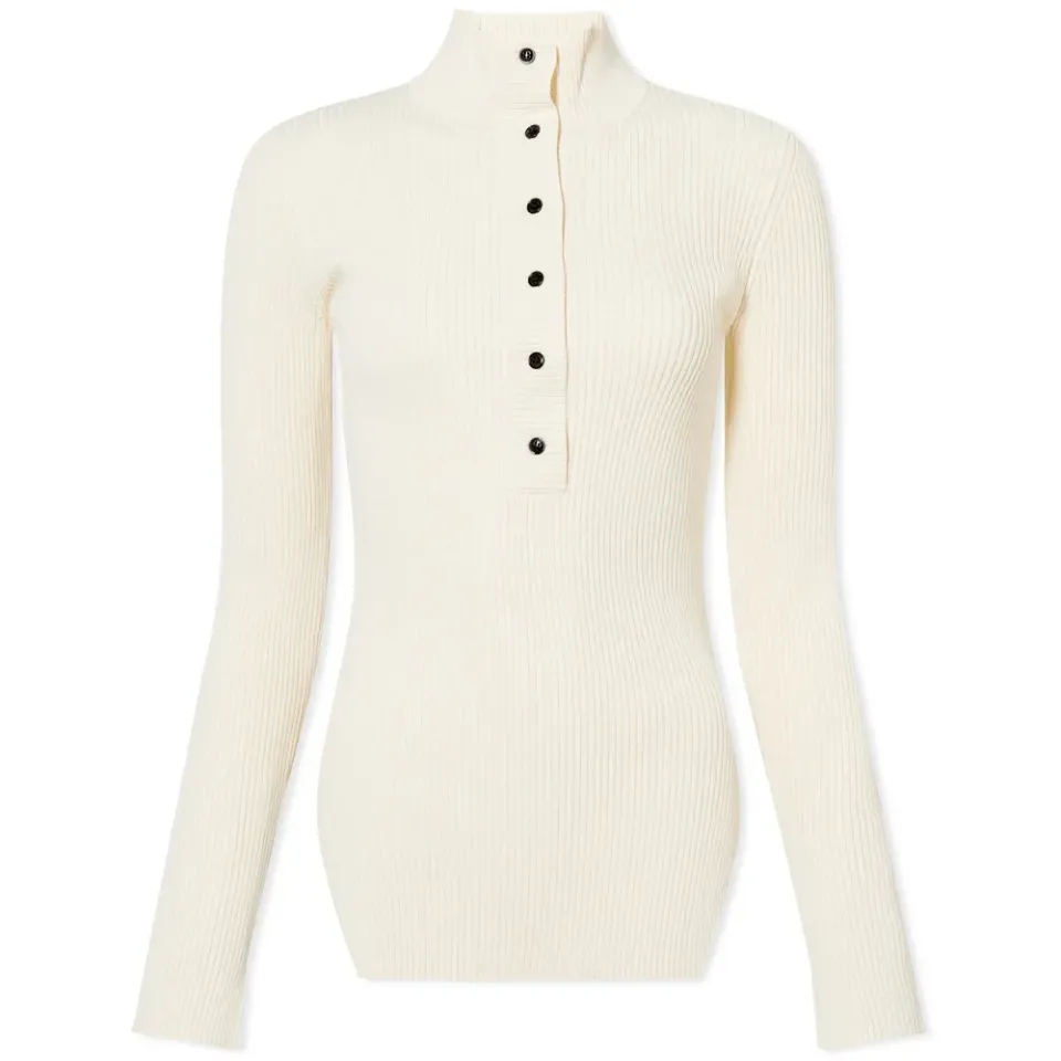 Henley Button Ribbed Top