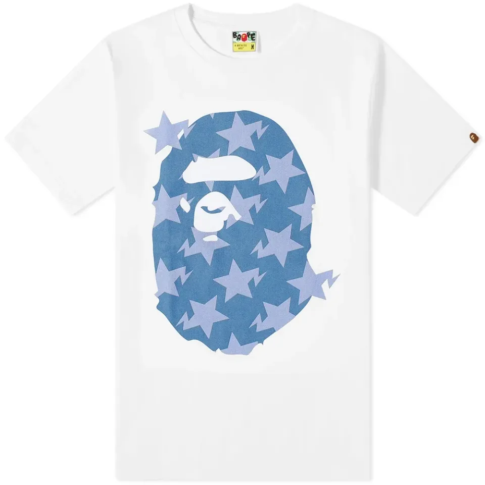 Denim STA Pattern Big Ape Head T-Shirt