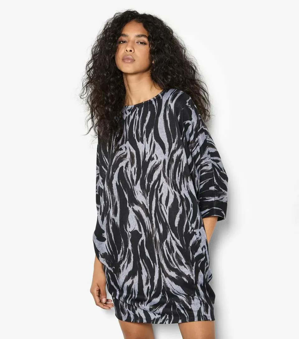 Women's Light Grey Cocoon Turn Up Sleeve Dress