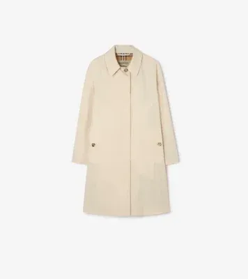 Mid-length Tropical Gabardine Camden Car Coat in Stone beige