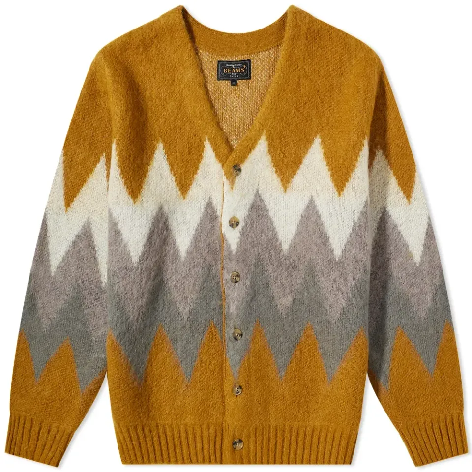 Chevron Stripe Jacquard Mohair Cardigan