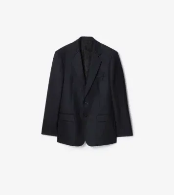 Check Wool Tailored Jacket in Tarmac grey/dark pewter grey