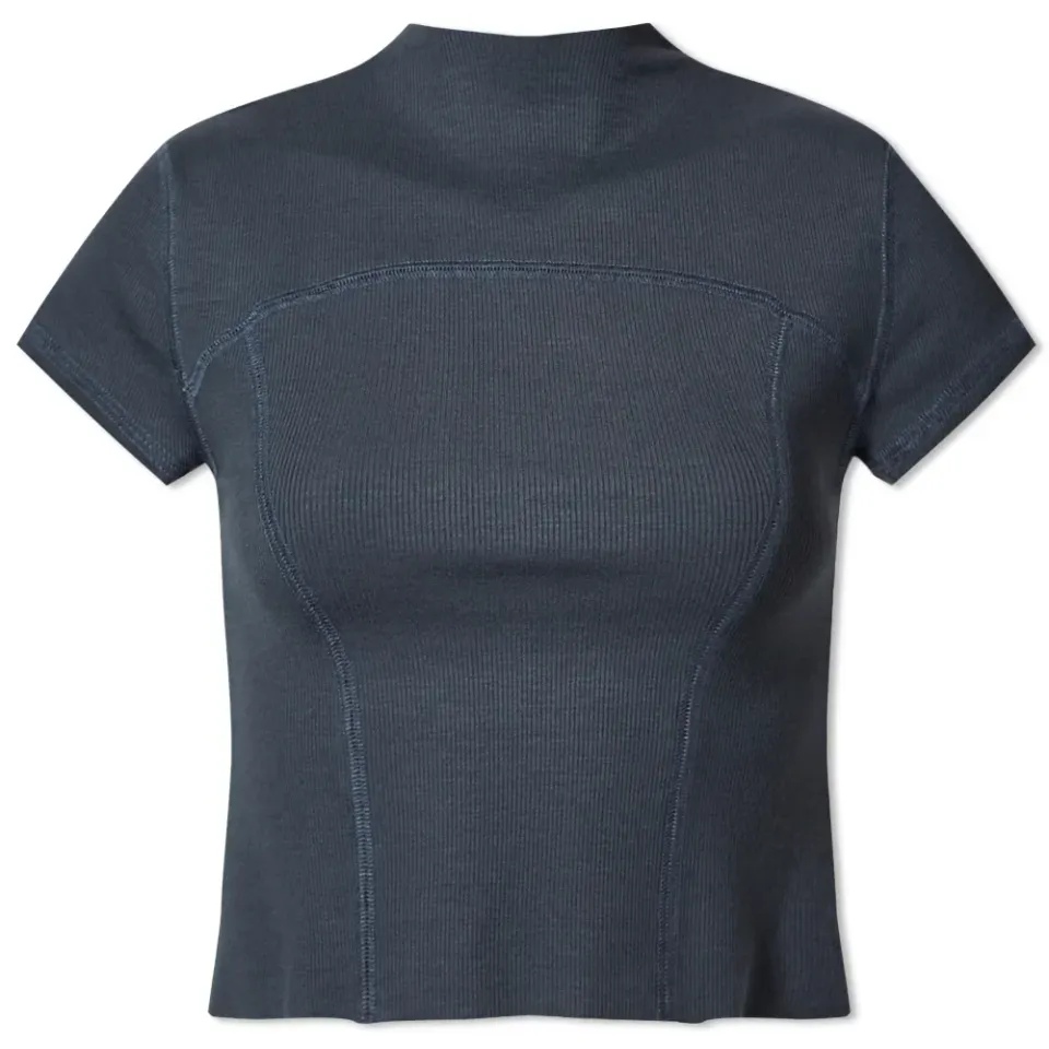 Contrast Stitch Crop Mock T-Shirt