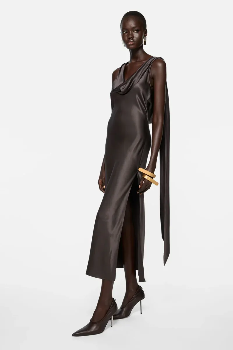 Draped satin dress