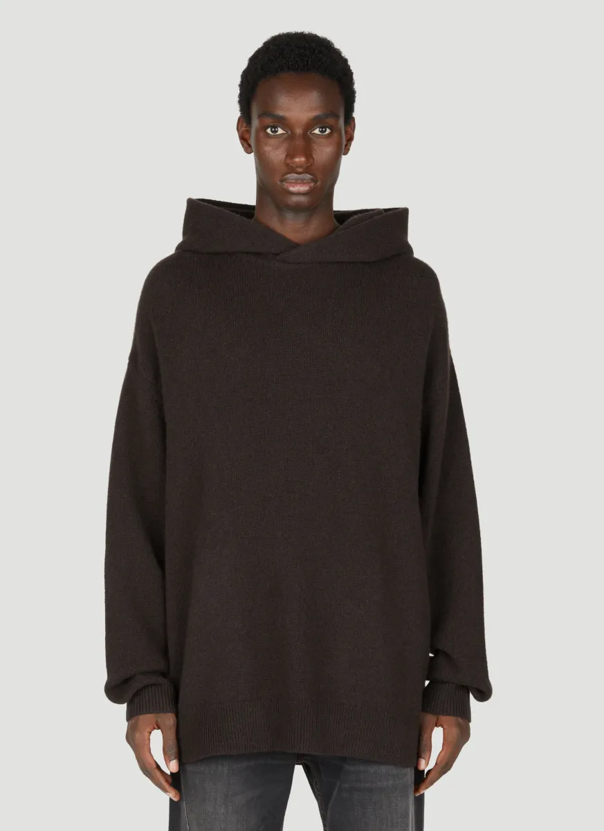 Wool Cashmere Knit Hooded Sweatshirt