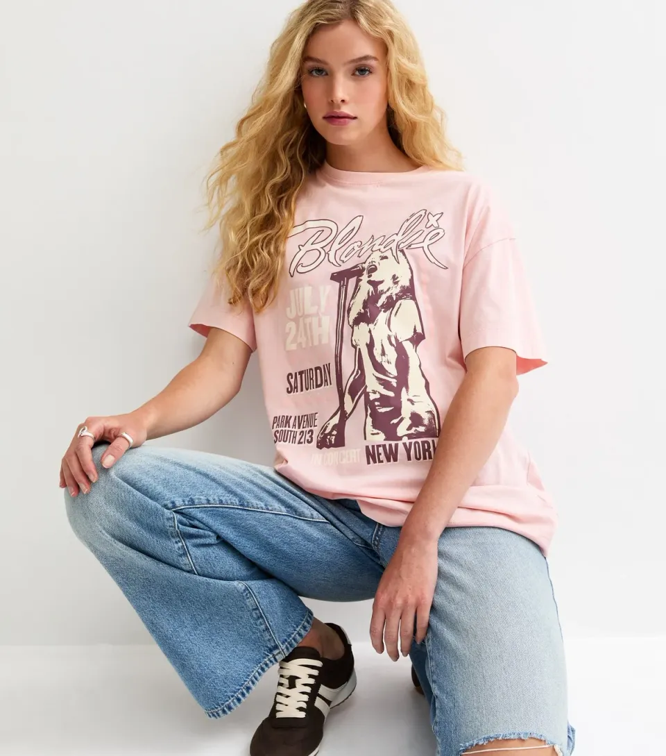 Women's Light Pink Blondie Acid Oversized T-Shirt