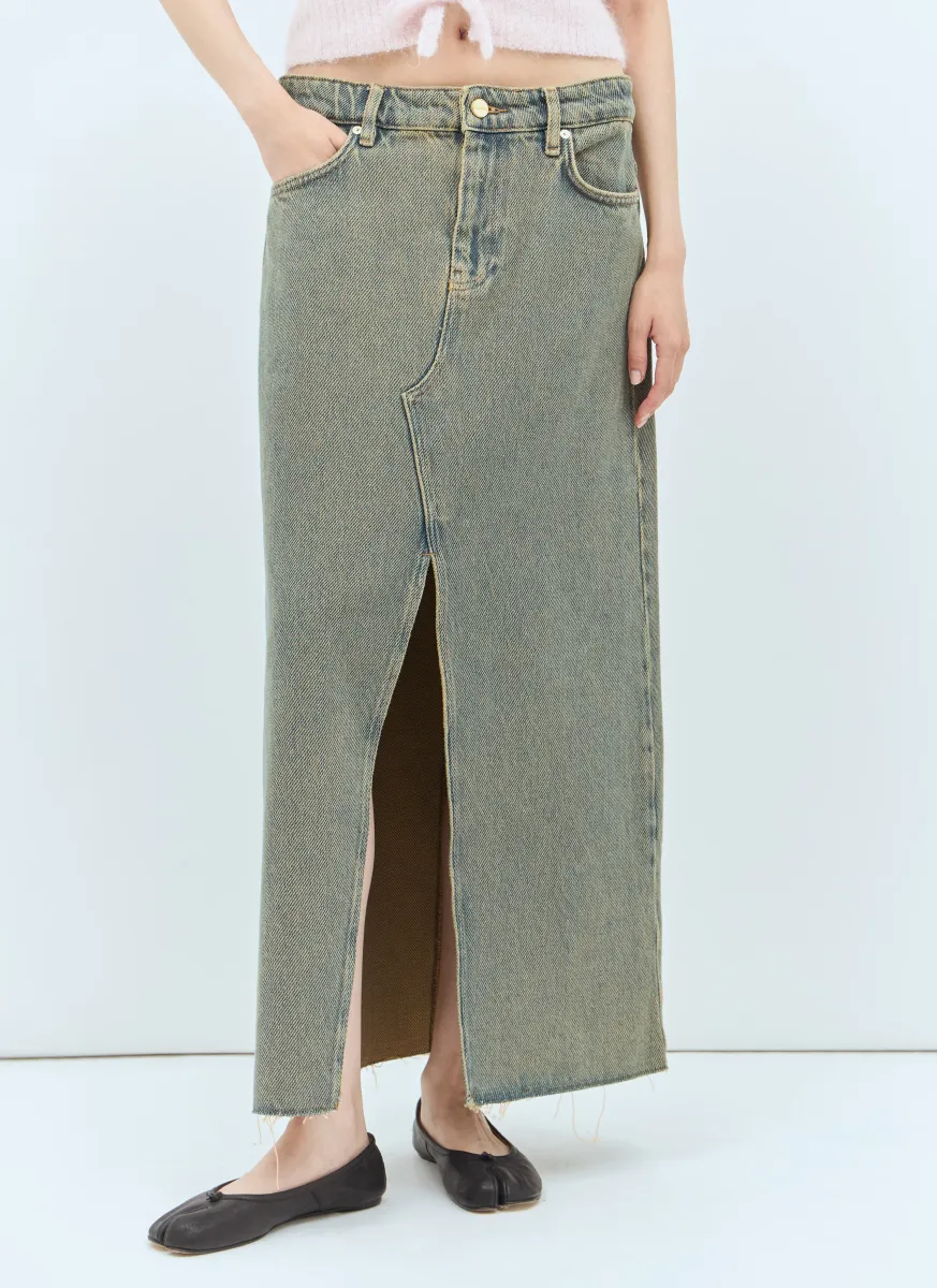 Overdyed Denim Maxi Skirt