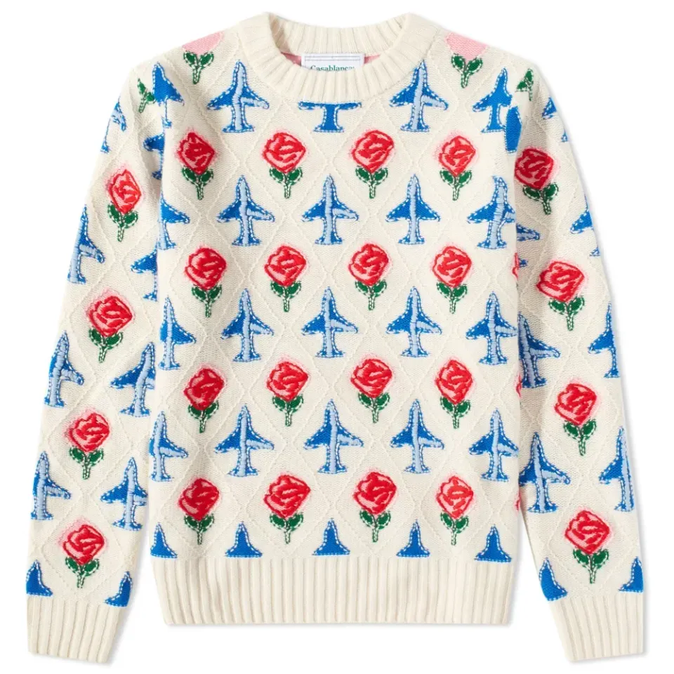 Rose & Plane Argyle Crew Knit