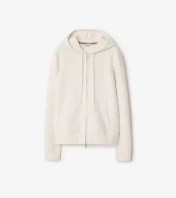 Cashmere Blend Zip Hoodie in Chalk white