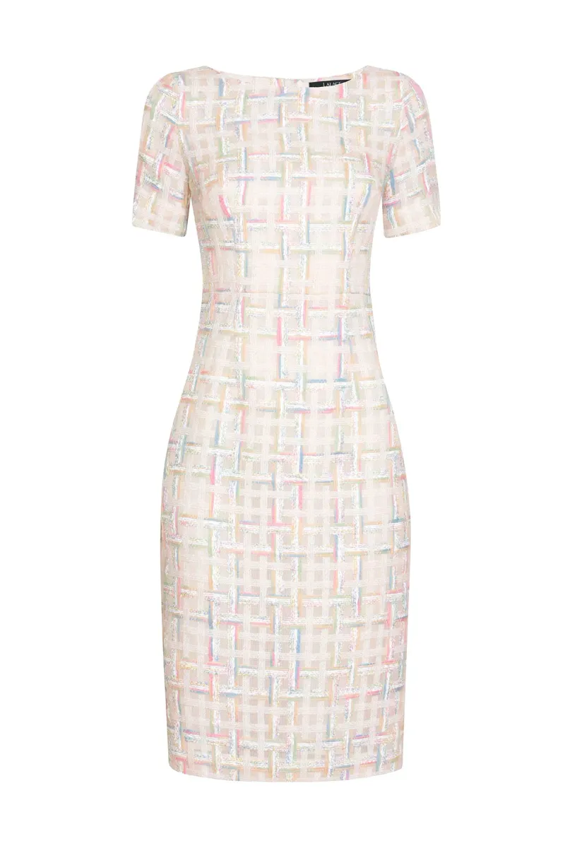 Angie Dress in Cream/Multi Tweed