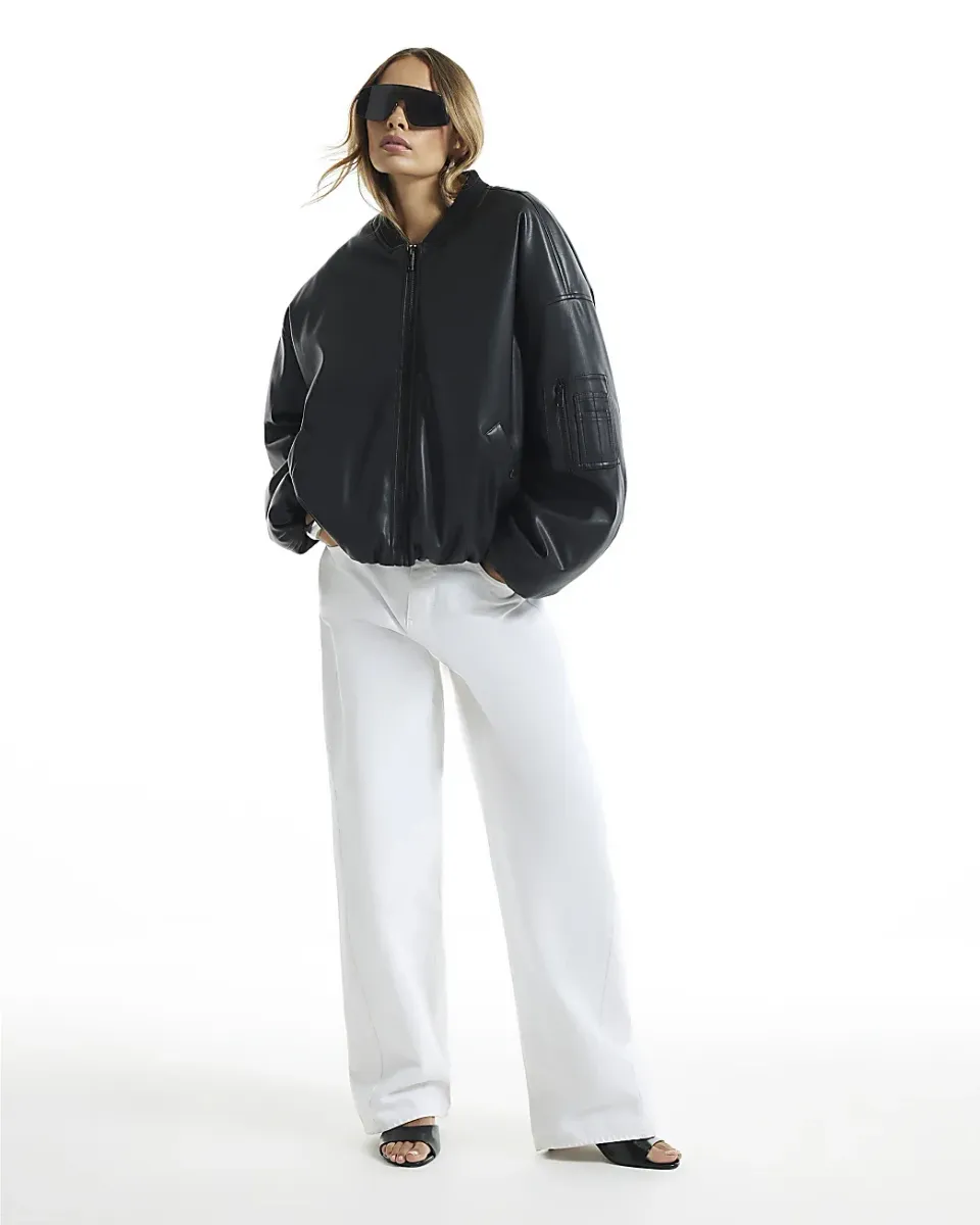 Faux Leather Bomber Jacket