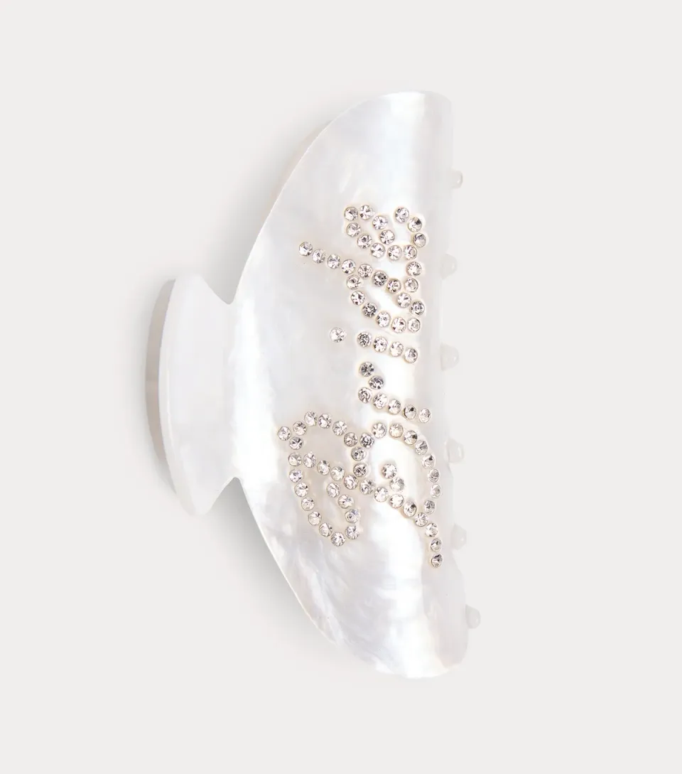 Off White Bride Embellished Bulldog Hair Claw Clip