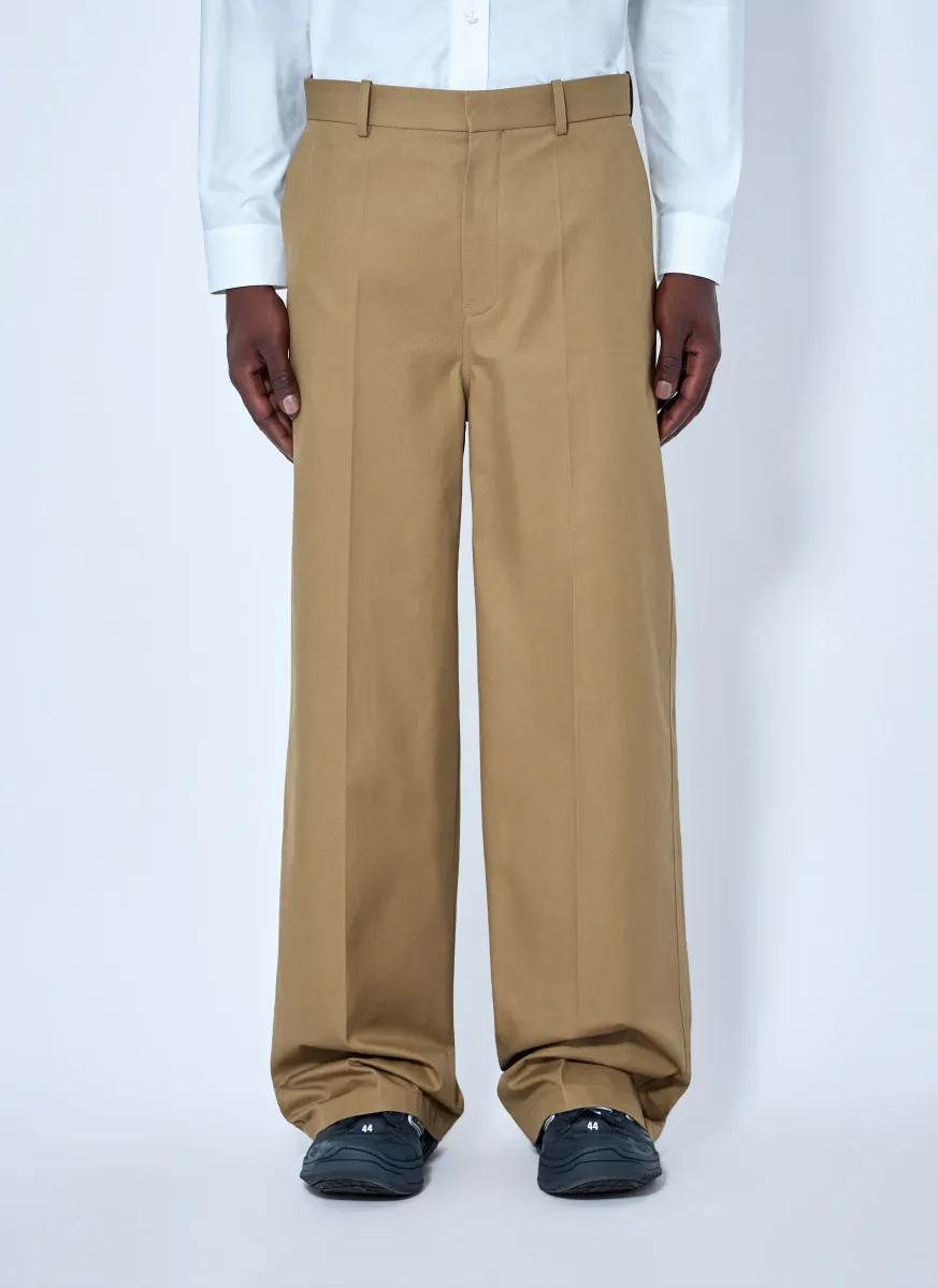 Wide Leg Cotton Chino Pants