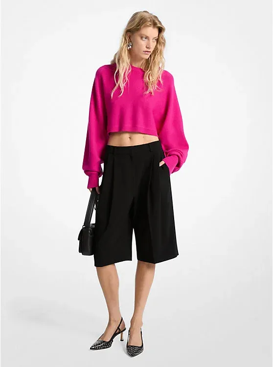 Crepe Pleated Bermuda Shorts