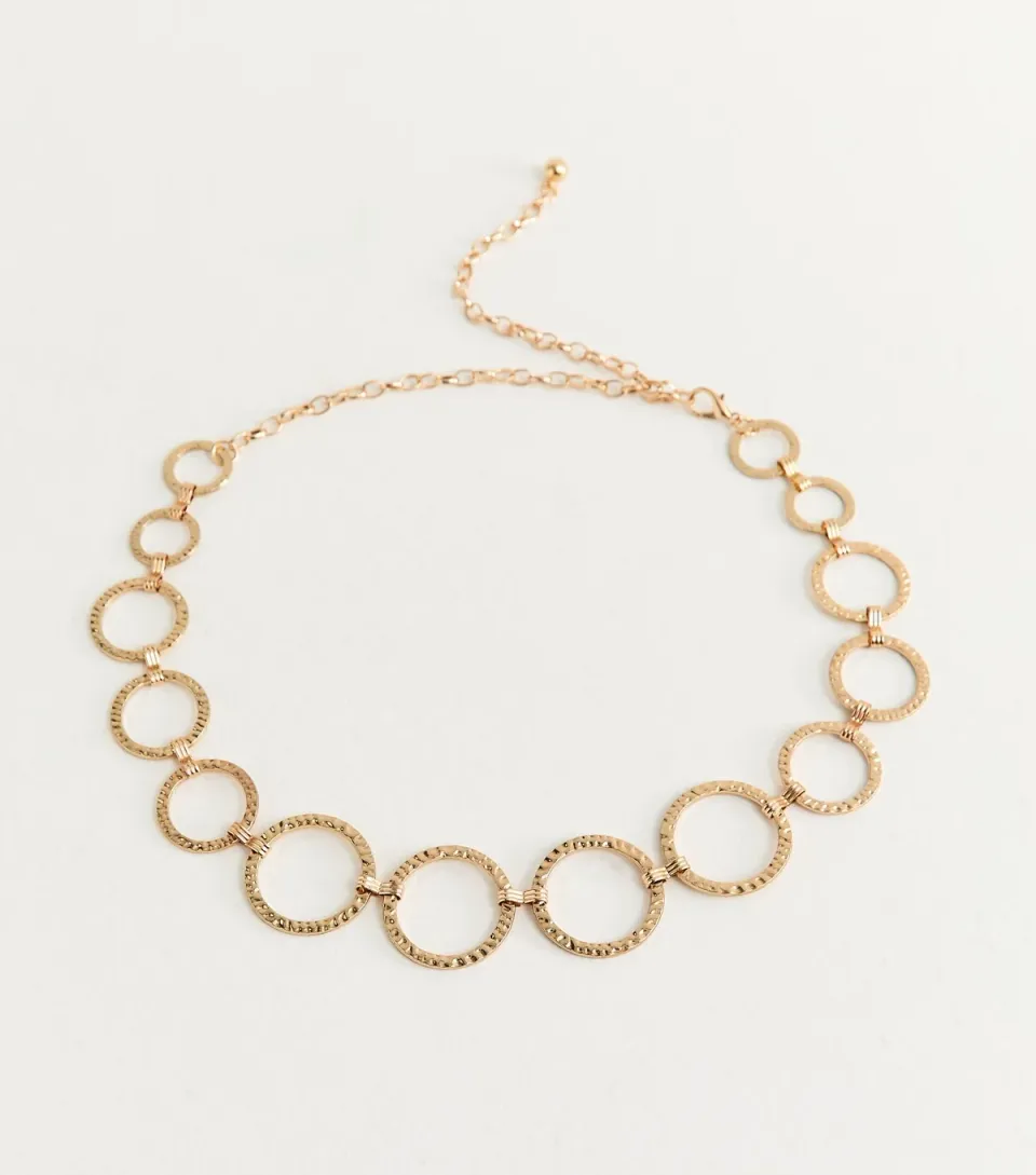 Gold Hammered Circle Chain Belt