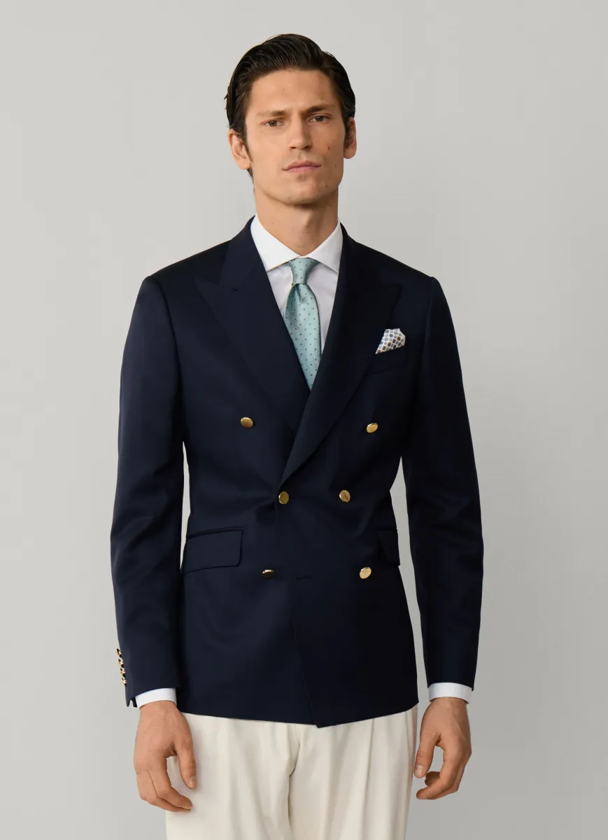 Wool Gold Button Blazer - Woven in England