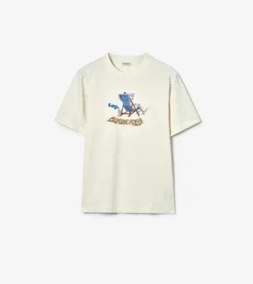 Beach Knight Cotton T-shirt in Chalk white