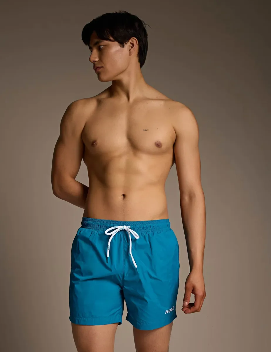 HAITI Logo Print Swim Shorts Blue