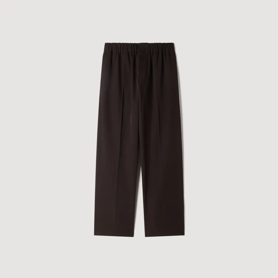 Wide-leg elastic waist trousers