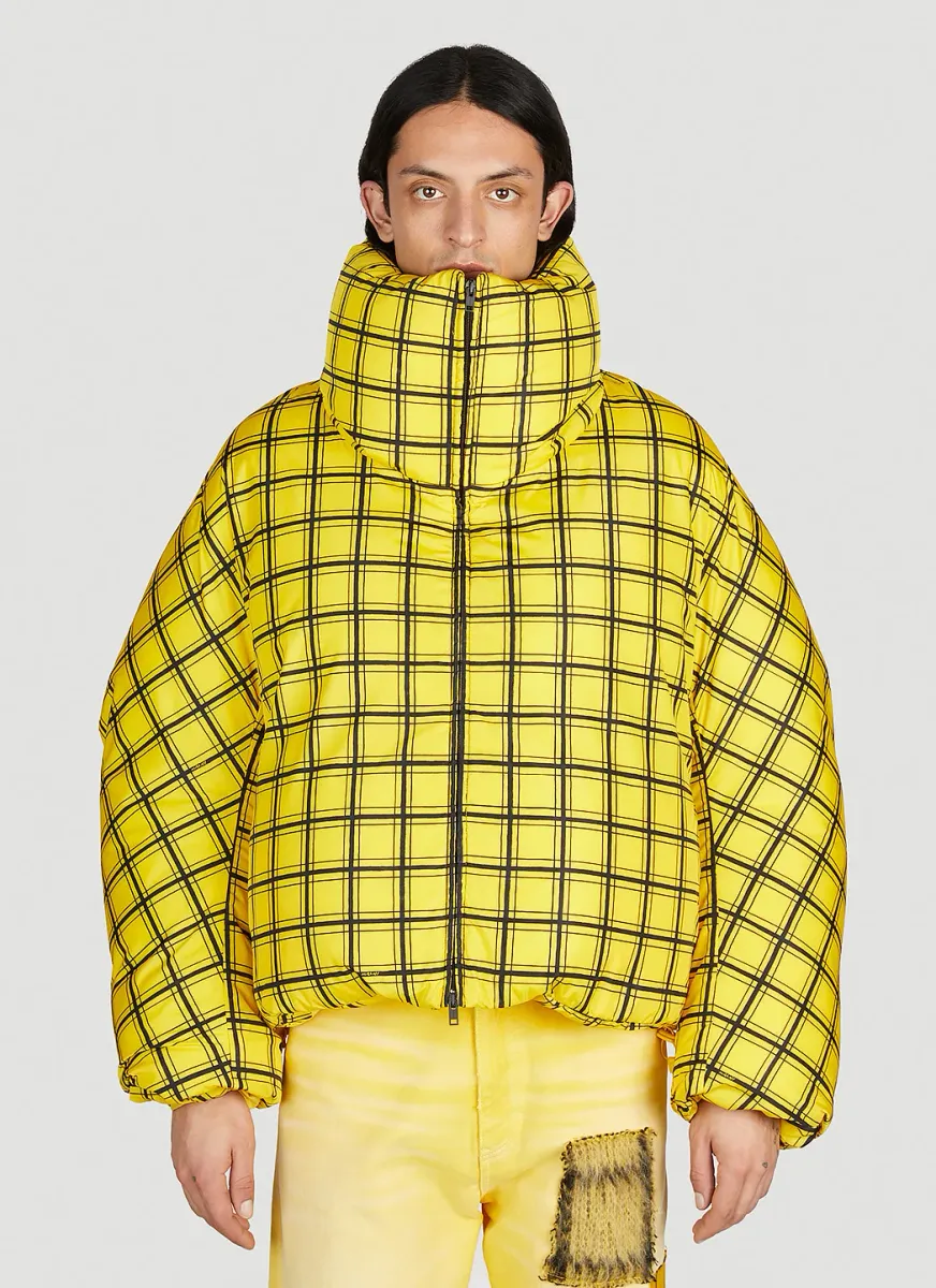 Check Oversized Down Jacket
