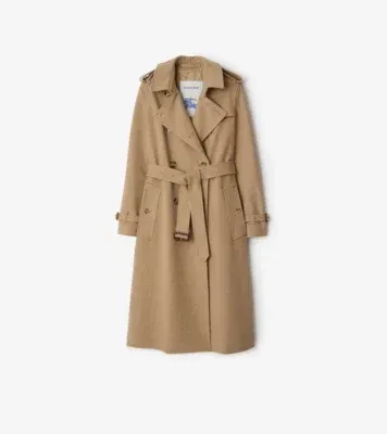 Long Cashmere Kensington Trench Coat in Trail brown melange