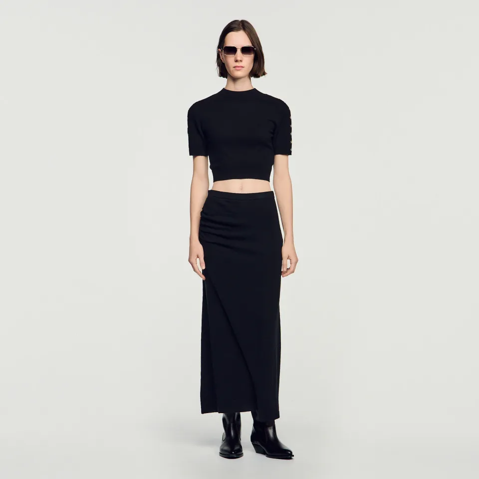 Cropped wool and cashmere jumper