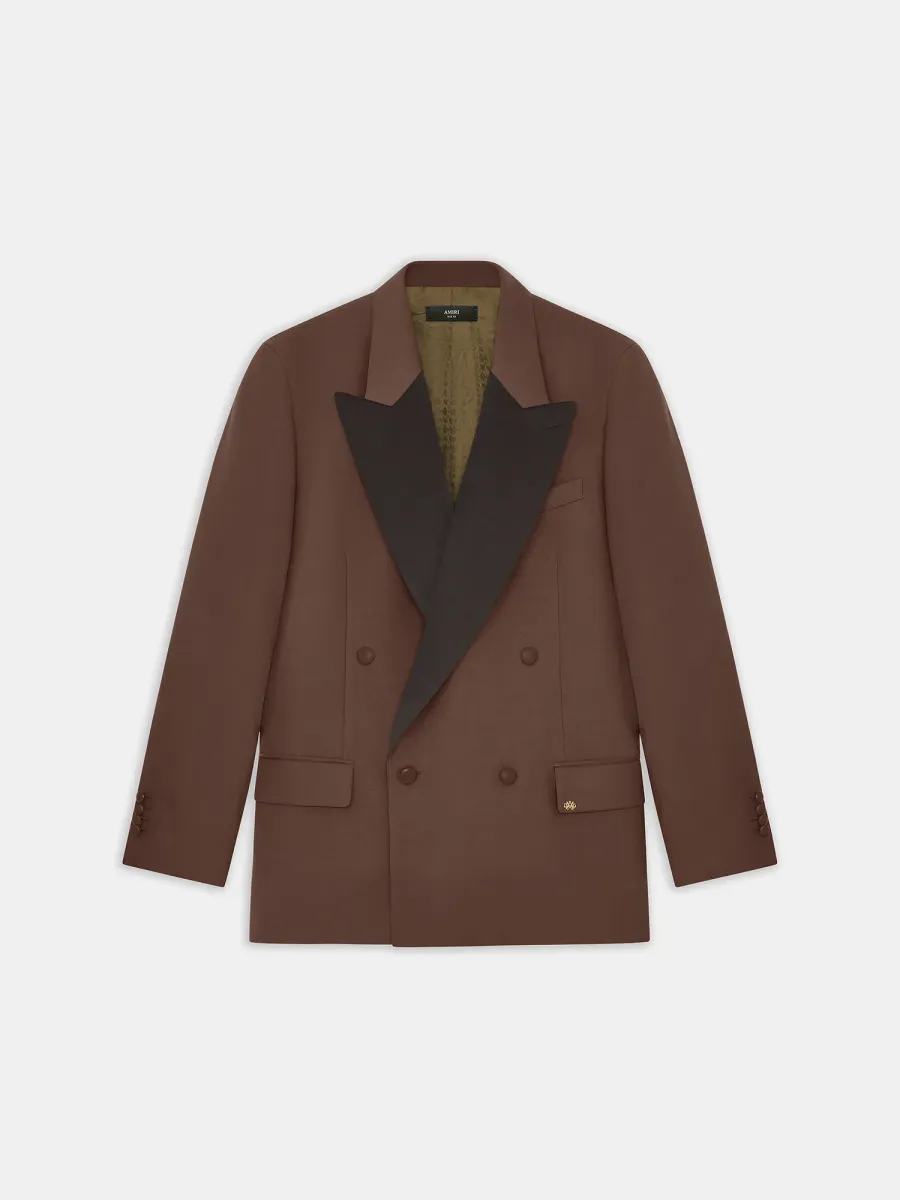 DOUBLE-BREASTED BLAZER - DARK BROWN