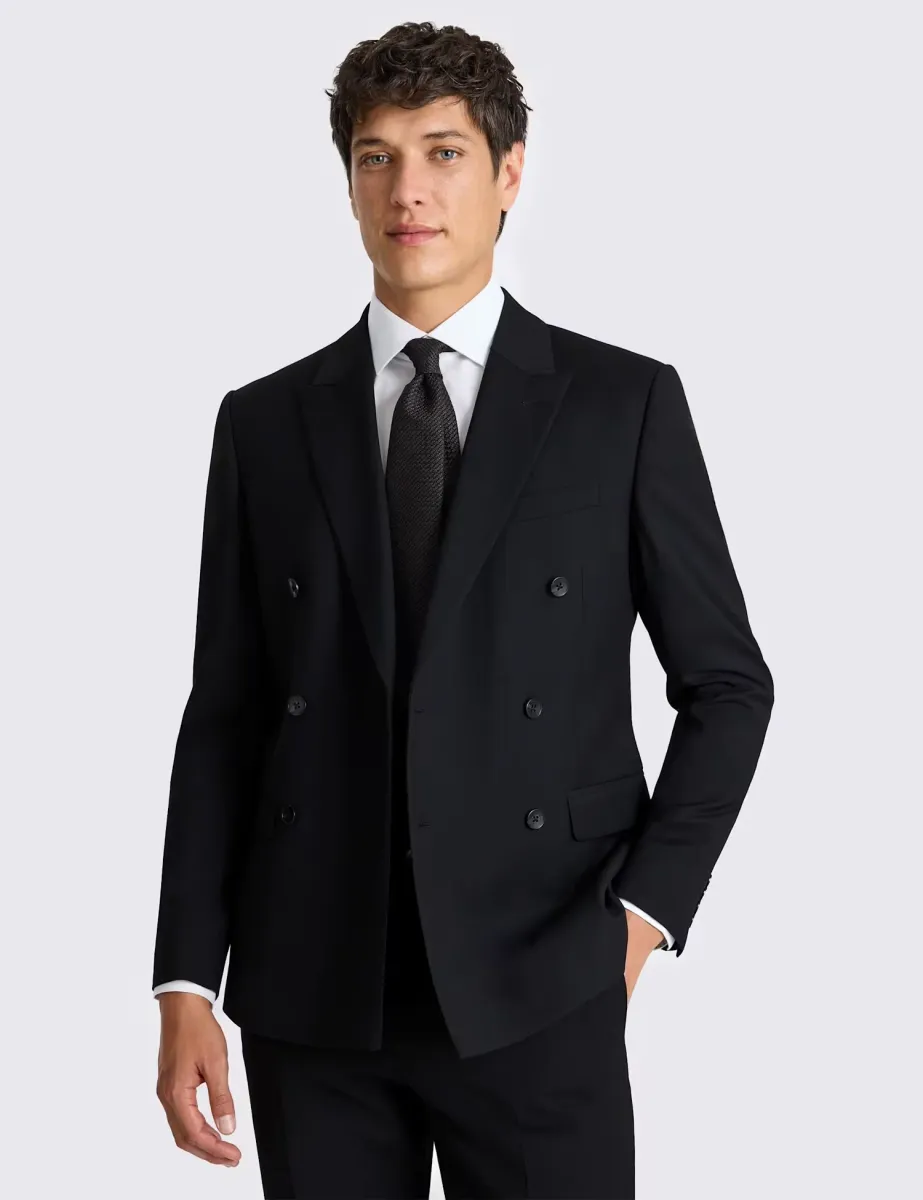 Slim Fit Stretch Double Breasted Suit Jacket