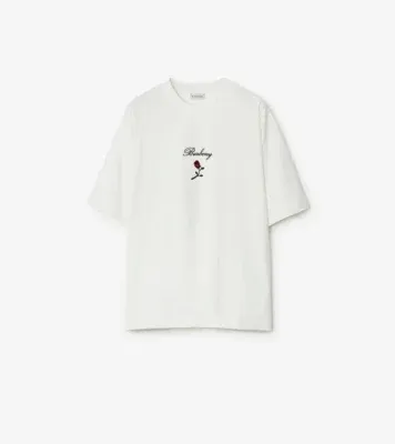 Rose Cotton T-shirt in Rain white
