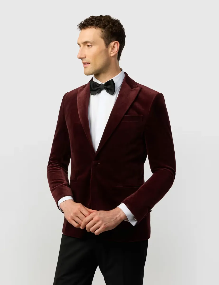 Slim Fit Pure Cotton Velvet Tuxedo Jacket