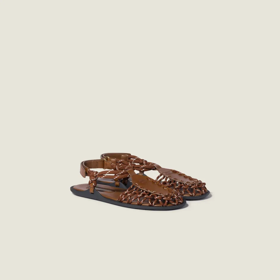Leather and cord sandals