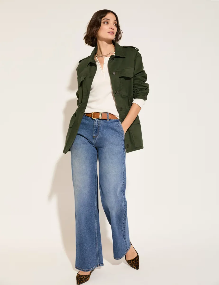 Cotton Rich Longline Utility Jacket Dark Khaki