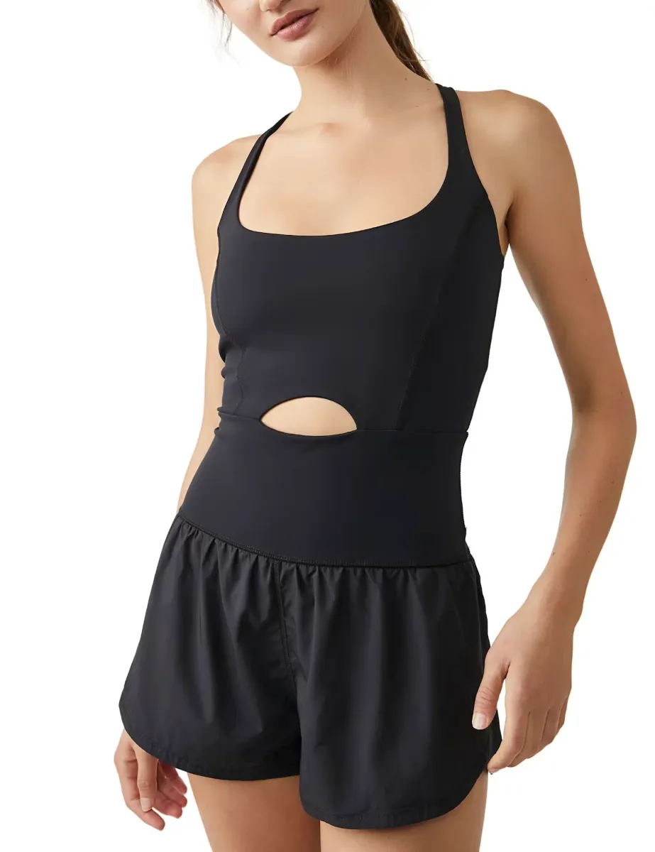 Righteous Runsie Strappy Back Playsuit Black