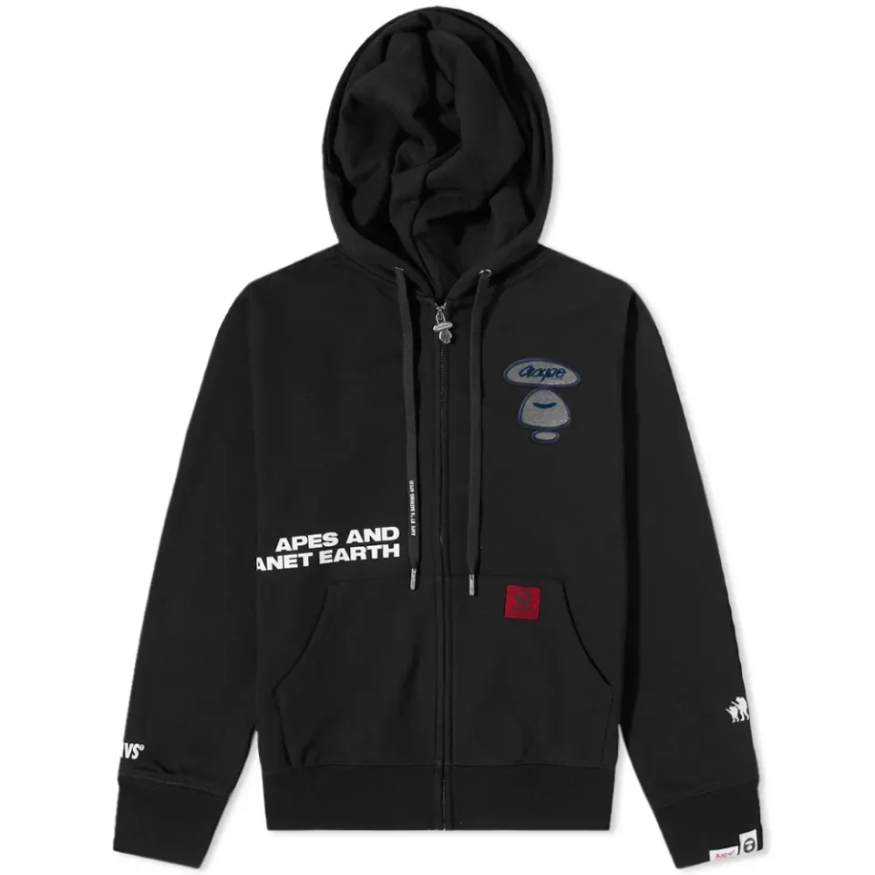 AAPE Ape Face Zip Through Logo Hoody