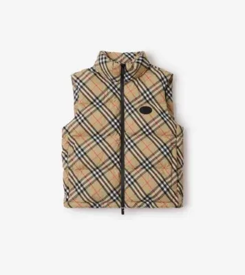 Check Puffer Gilet in Sand beige - Women, Nylon